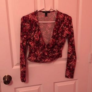 FLORAL PRINT  LONG SLEEVE CROP TOP